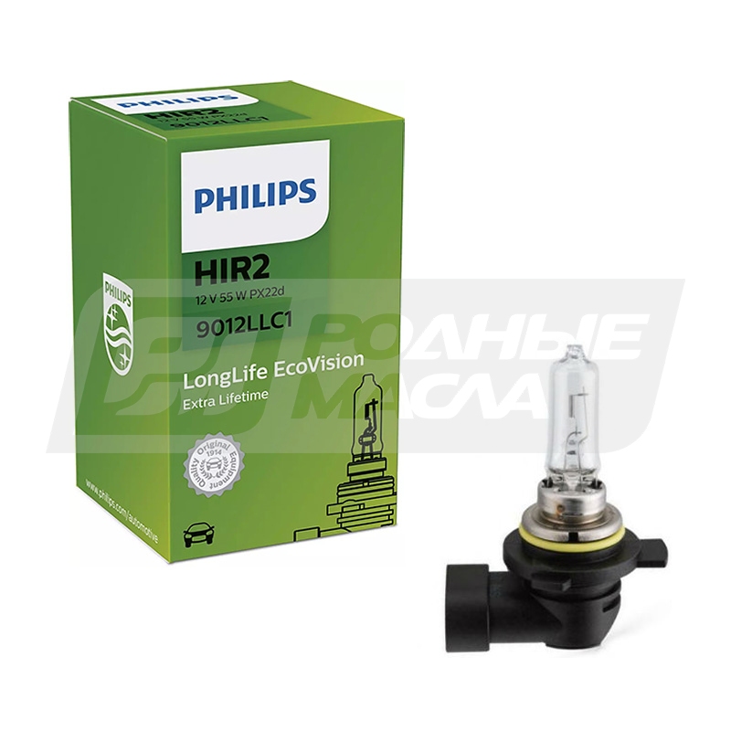 PHILIPS LongLife EcoVision HIR2 12V 55W PX22d, 1шт 9012LLC1